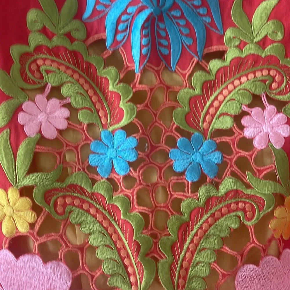 Lilly Pulitzer Red Floral Embroidered Mini Dress - Picture 2 of 5